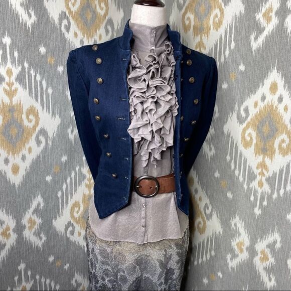 Ralph Lauren Indigo Blue Cropped Naval Officers Jacket - Picture 5 of 16